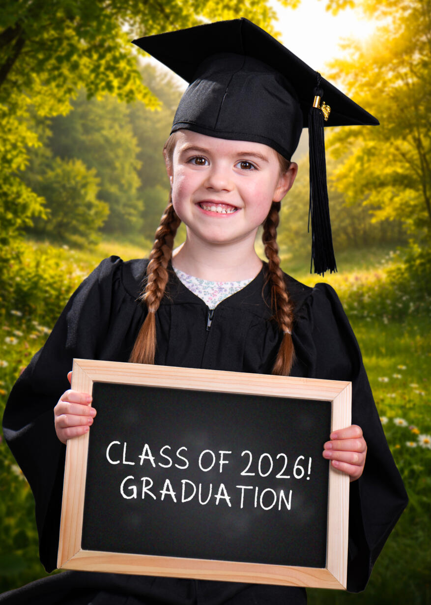 Pre-school graduation with chalkboard