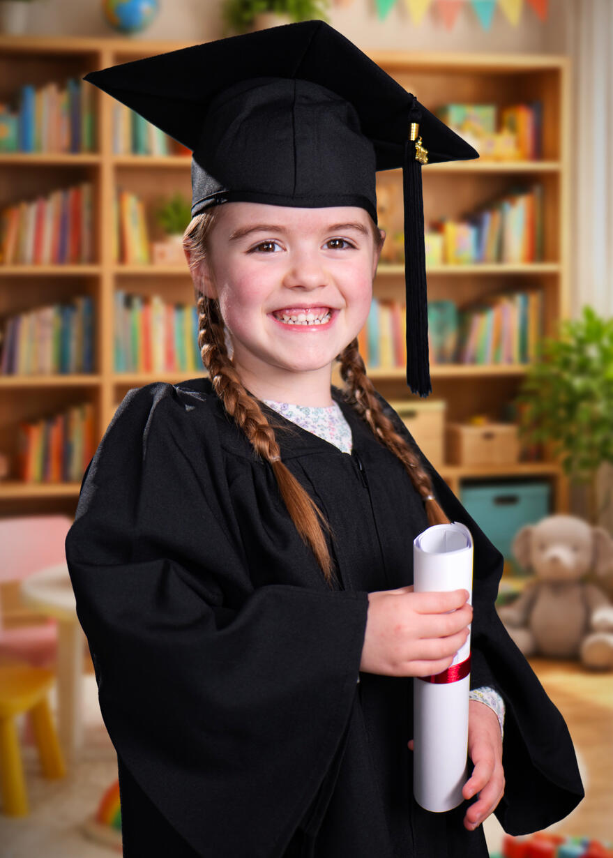 Pre-school graduation with scroll